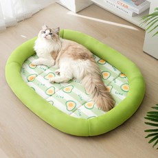 반려동물 쿨매트 방석 타원형 여름 애견 쿨링 쿠션 대형, 그린, 1개