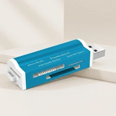 고속 USB 2.0 멀티 카드 리더기 마이크로 SD MMC MS PRO TF 호환 포맷 어댑터, 01 파란색
