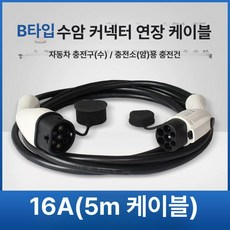 전기차 충전기 연장케이블 비상용 충전선 코드 플러그, 16A 5m, 공식 표준 구성, 1개