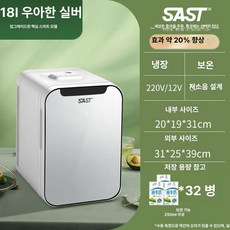 미니 차량용 냉장고 소형 냉동고 휴대용 가정용 숙소용, 18L 업그레이드 유리 패널 실버, 1L