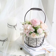 꽃바구니 인조꽃 조화장식 조화장식화분 조화바구니 프리티플 조화 인테리어용품 화분 조화꽃 바구니 조화, 단품, 1개