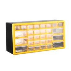 抽屜式零件盒 工具零件收納盒, 30格;黃色, 1層