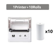 미니 포켓 열전사 영수증 프린터 모바일 휴대용 티켓 빌 무선 블루투스 USB 열전사 POS 프린터 PC 안드, [01] White 10Rolls, 없음