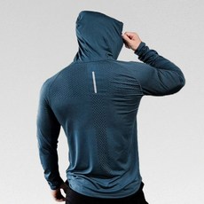 衣匠 大幅面印刷 透氣排汗 反光設計 運動連帽長袖上衣 釣魚服 TS72L, 孔雀藍,M(適合L身材)