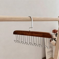 木質多功能吊帶衣架 雙排U型鉤設計 承重40KG 復古色 衣物收納掛架, 1個, 雙排U型鉤：承重40KG+復古色（1件）, 雙排U型鉤：承重40KG+復古色