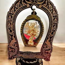迦梨女神 泰國佛牌 獨立編號 廟盒 藍底金身, 1個, 金色小供尊型, 金色