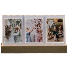 現貨贈電池 拍立得底片相框 3宮格LED相框 MINI 3吋立框相片, 1個, 木質相框