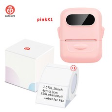 Marklife P50 열전사 라벨 프린터 학교 사무실 주방용 미니 블루투스 자체 접착 스티커 가격표 부착기, P50 Pink