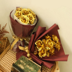 부모님 생일이벤트 금색꽃다발 어버이날선물 시들지않는 골드꽃다발, 일반금장미꽃다발B형, 1개