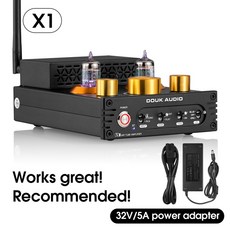 진공관 튜브 앰프 프리 HiFi 오디오 블루투스 5.0 수신기 MM 포노 GE5654 진공 홈 턴테이블 파워 APTX-HD 160W * 2, 01 With Power Supply, 2)With Power Supply