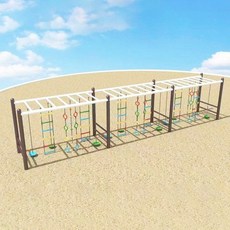 더블 짚라인 놀이기구 광장 놀이터 야외 키즈 펜션, 흰색과 검정색 가변 사다리 6m