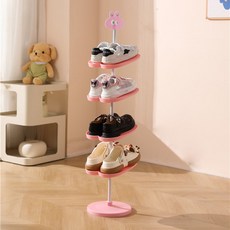 귀여운 어린이 신발장 대형 신발장 어린이 신발 전용 수납장 4단 5단 신발장 흡착판으로 고정 ﻿, 작은 분홍색 토끼 4단, 1개