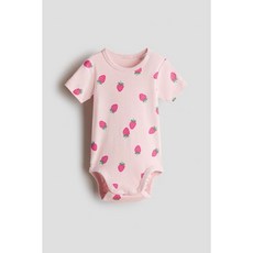 H&M 브랜드관 프린트 바디수트 라이트 핑크/딸기 1320099001