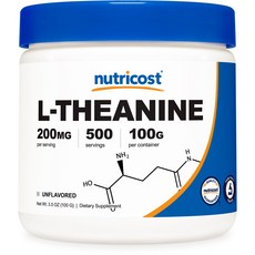 nutricost 無麩質L-茶氨酸粉 無調味, 100g, 1罐