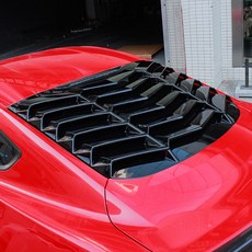 適用於福特野馬百葉窗改裝件15-21款Mustang改裝後車窗碳纖紋百葉窗, 運動款（鋼琴黑後檔百葉 ）