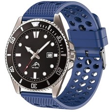 카시오 MDV106-1A 밴드와 호환 Lamshaw 22mm 실리콘 교체용 손목 밴드 스포츠 스트랩 금속 버클 포함 카시오 MDV106 시리즈 시계와 호환 원 사이즈