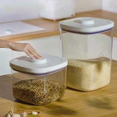 台東出貨 2025新款按壓米桶 密封防潮麵粉收納箱 寵物儲糧桶 雜糧桶10KG20斤米缸 儲米箱, 正方形按壓開蓋5kg, 1個