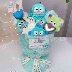 漢頓毛絨公仔小丑魚玩偶花束，卡通花造型，生日情人節七夕禮物，送女友閨蜜交換禮物, 藍色, 1個