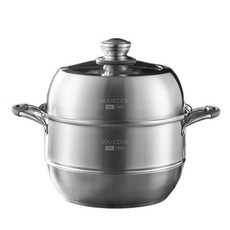 美廚全304不銹鋼蒸鍋多層蒸煮用鍋復底湯鍋電磁爐燃氣灶通用廚房用具廚房用品不鏽鋼家用廚具環保餐具居家用品, 1個, 復底三層蒸鍋28cm 經典款（硅膠提4