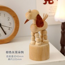 diy手工創意木偶 可動木質動物木頭人擺件 兒童玩具禮物, 棕色耳朵, 1個