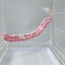 寵物攀爬繩 啃咬玩具 懸掛裝飾用品 倉鼠 鸚鵡 秋韆, 粉色,ins風小花攀爬繩40cm, 1個