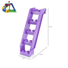 DUPLOE 시리즈 어린이 관람차 블록 장난감 호환 대형 스윙 시소 아이 선물 계단 빌딩 벽돌 교육 슬라이드, Purple Stair