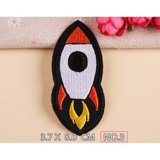 皮卡布 s6 火箭 飛碟 太空人 布貼 布章 臂章燙 刺繡燙布貼 徽章 刺繡布貼 補丁 補破洞 燙貼布 魔鬼氈布章, 1個, 3號火箭 (熱熔膠款)