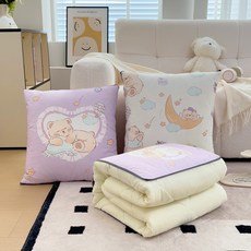 DIU 兩用抱枕被子加厚辦公室摺疊午睡枕頭毯子二合一沙發汽車靠枕車載, 熊仔星球【水晶絨面料】