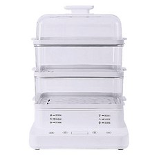 亞馬遜跨境電蒸鍋 110V美規電蒸籠 220V歐規蒸汽鍋 全自動電蒸箱, 110V美規, 白色(塑料蒸層)