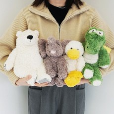 SANS 귀여운 뽀글이 동물 보들보들 애착 봉제 인형 선물, 1개, 오리, 35cm