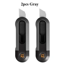 Deli Mini Pocket Knife нож Protable Utility Box Cutter Auto-Retract Upgraded Front Self-Locking S, 12 2pcs Gray