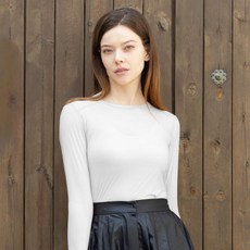 AVAVE 여성 라운드넥 냉감 이너웨어 골프 파크골프 쿨 티셔츠 화이트