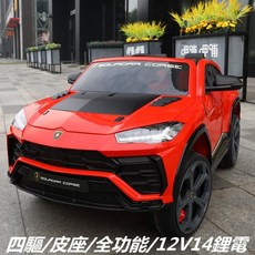 蘭寶基尼兒童電動汽車 雙人四輪四驅遙控大越野車, 紅色四驅+皮座 +多功能 +鋰電瓶, 1個