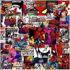 번블랙 스파이더맨 캐릭터 굿즈 다꾸 폰꾸 캐리어 노트북 방수 스티커, 1세트, 50개입, 스파이더맨4