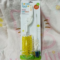 可愛小鴨360度矽膠奶瓶刷 柔軟矽膠材質 360度旋轉清潔, 1個