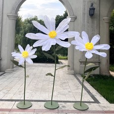 꽃포토존 플라워 데이지 대형 촬영 장식품 종이꽃 화보, 화이트-3개-더블 레이어 두꺼운 꽃잎