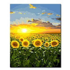 DIY캔버스페인팅 명화그리기 액자 그림 세트 유화 - 풍경 40x50, L34_황금들판의 해바라기, 1개
