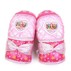 Secret Jouju 絲帶兒童拇指滑雪手套女孩防水手套兒童字符填充手套