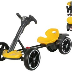 전동카트 듀얼모터 접이식 리모콘 드라이빙+뮤직라이트+배터리, 1개, 황색, 노랑.