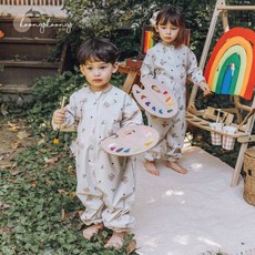 쿵스쿵스 아기 미술가운 유아 전신가운 앞치마 물감놀이 점프수트 발수 투습