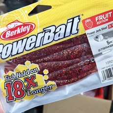 버클리 저크쉐드 5인치 광다 광어 다운샷 웜, 스트로베리, 1개, 10g