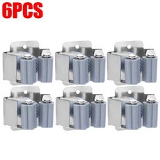 자체 접착 클램프 벽걸이 형 스테인레스 스틸 후크 드릴링 빗자루 홀더 랙 (나사 포함) 욕실, 03 Gray-6PCS