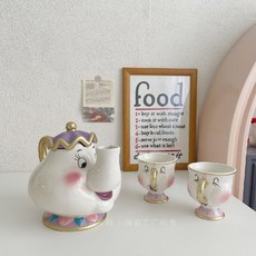 북유럽 미녀와야수 주전자 인테리어 티팟 찻잔 세트 티포트 도자기 머그잔