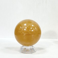 御古齋 精選天然酒黃冰洲球 黃冰晶原礦球 風水開運擺件 招財轉運 增強磁場 附座, 球徑8-9cm