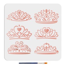 PET 로열 크라운 페인팅 스텐실 왕관 테마 벽화 패턴 고급스러운 홈 데코 DIY, 크라운 61, 1개