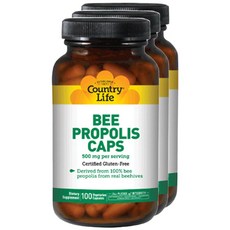 Country Life 蜂膠500mg植物膠囊, 100顆, 3罐