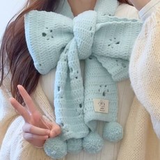 DIY 키트 목도리 선물 털실 니트 가을 겨울 뜨개질, 화이트+튜토리얼