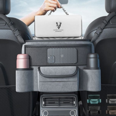 차량용 수납 포켓 다용도 사이드 오거나이저 자동차 뒷좌석 정리함 보관함 인테리어 접이식 트렁크 용품, 그레이