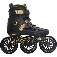 성인용 인라인 스케이트 125mm 3륜 스피드 스케이트 블랙 골드, Black/Gold, EU 44/US 12, EU 44/US 12