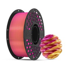 CaiLab 3D 프린터 필라멘트 PLA 실크 투톤 트리톤 멀티컬러 그라데이션 1.75mm 1kg 자연스러운 색상 전환 고품질 실크 질감 쉬운 출력 안정적인 라인 직경 1KG, 레드 골드